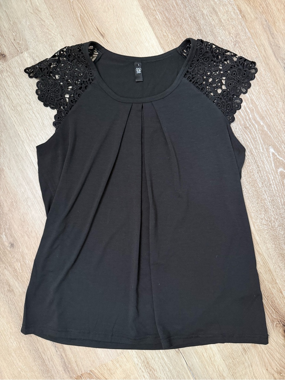 Crochet Cap-Sleeve Black Tank Top